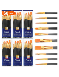 Juego de Pinceles ESRICH 60 Pcs Nylon para Pintura Acrílica