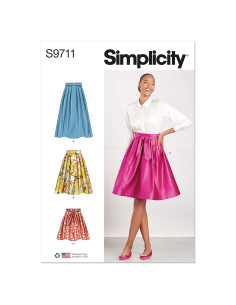 Kit de Patrones de Costura de Faldas Plisadas Simplicity Tallas 4-12