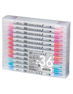Marcadores Kuretake ZIG CLEAN COLOR 36 colores Doble Punta