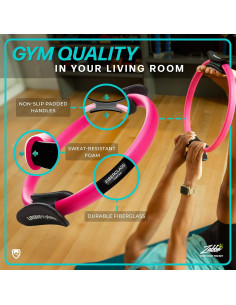 Anillo de Pilates URBNFit Rosa 35cm con Doble Agarre y Almohadillas 2