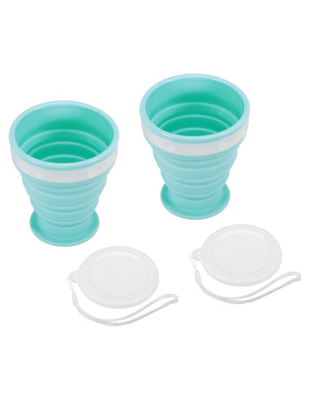 Taza Plegable PATIKIL 200mL Silicona Azul 2 Unidades