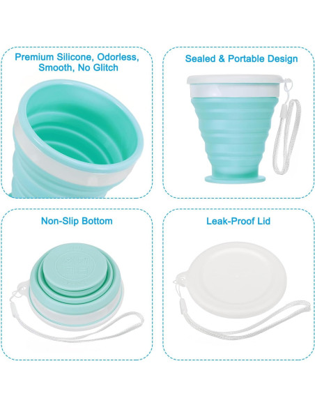 Taza Plegable PATIKIL 200mL Silicona Azul 2 Unidades