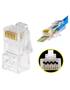 Conectores RJ45 Pasante PETECHTOOL 100 Piezas 23AWG Cat6a