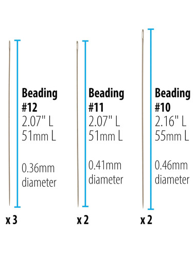Agujas para Beading John James Crafter - Paquete de 10 - Acero