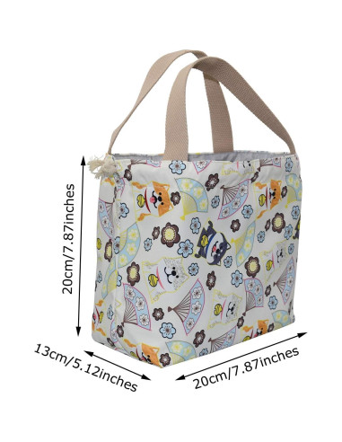 Bolsa de Almuerzo Reutilizable Enyuwlcm Gato Beige 20x13x20 cm