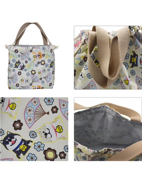 Bolsa de Almuerzo Reutilizable Enyuwlcm Gato Beige 20x13x20 cm