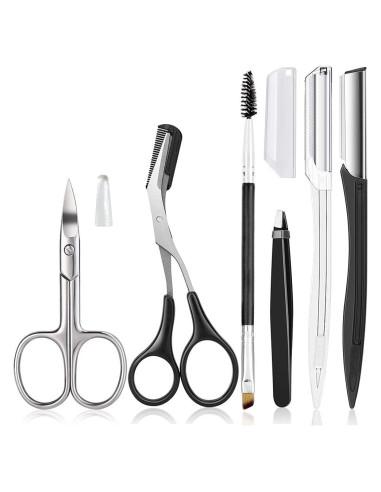 Kit de Cuidado de Cejas HiMo 6 en 1 con Tijeras y Pinzas