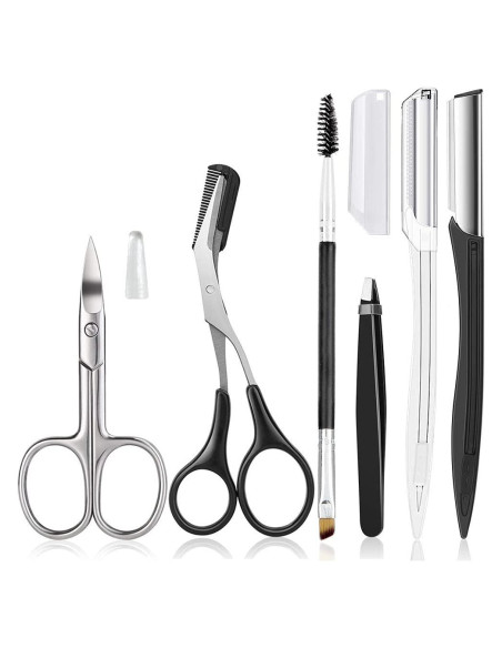 Kit de Cuidado de Cejas HiMo 6 en 1 con Tijeras y Pinzas