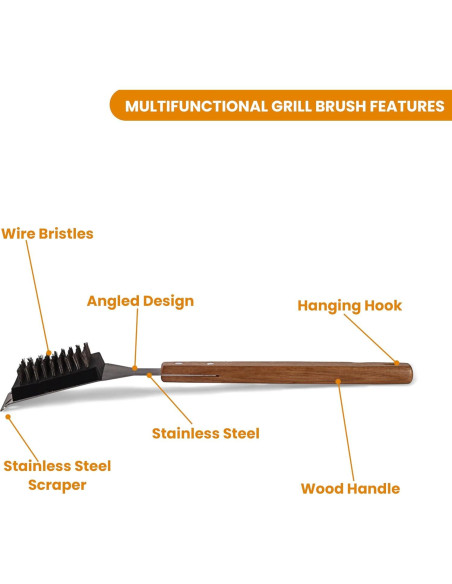 Cepillo para Parrilla DHAMPOOH con Cabezal Reemplazable 38.1 cm