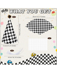 60 Sombreros de Fiesta de Cumpleaños HEYTIMI Tema Carreras 2