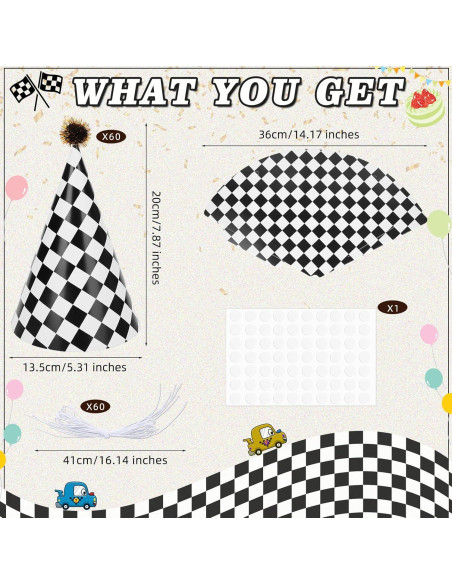 60 Sombreros de Fiesta de Cumpleaños HEYTIMI Tema Carreras