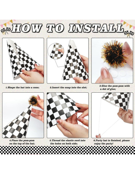 60 Sombreros de Fiesta de Cumpleaños HEYTIMI Tema Carreras