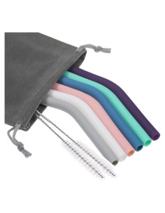 Juego de 6 Pajitas de Silicona Senneny Reutilizables 6mm