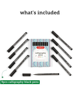 Set de Marcadores de Caligrafía Incraftables - 9 Puntas Chisel Negras 2