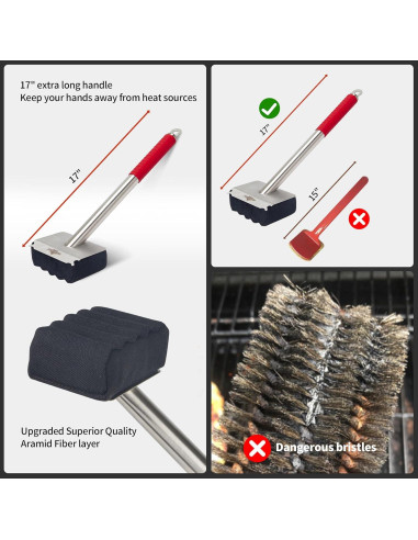 Cepillo de Parrilla XUDAKAIXIN Sin Cerda 43cm Fibra Aramida