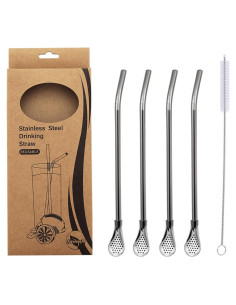 Set de 4 Popotes de Cuchara Reutilizables KINTEGOOD 18 cm