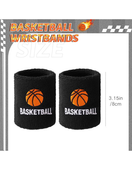 Bememo 24 Muñequera de Baloncesto Negra para Adultos y Niños