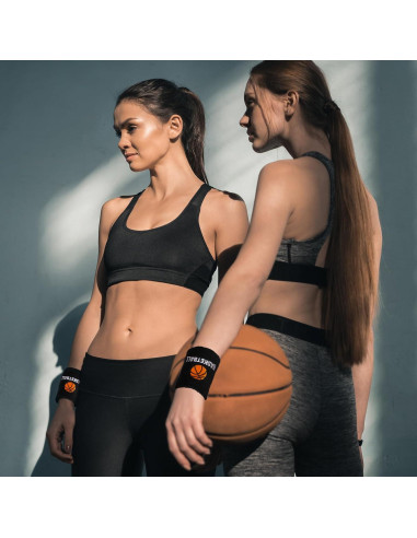 Bememo 24 Muñequera de Baloncesto Negra para Adultos y Niños