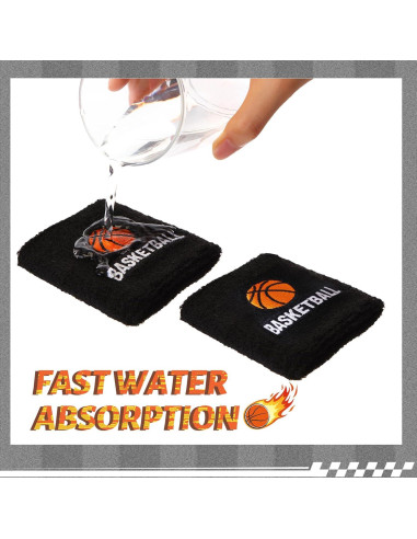 Bememo 24 Muñequera de Baloncesto Negra para Adultos y Niños