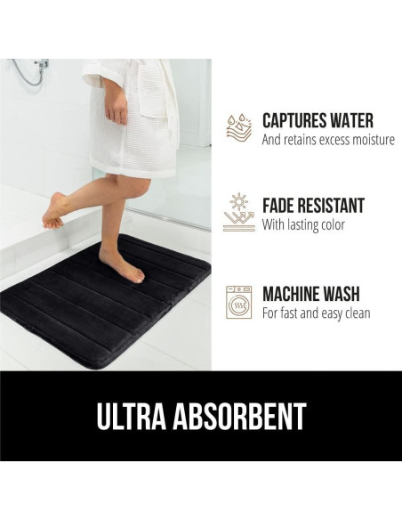 Mat de Baño Gorilla Grip Espuma Memoria 60x24cm Negro