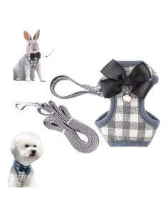 Arnés Ajustable para Gato, Perro y Conejo Kcjuoam XS Gris