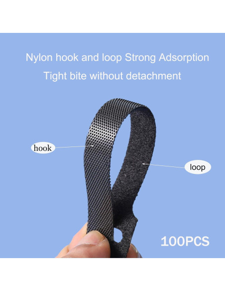 100 Sujetadores de Cable Reutilizables BGCLOUD 15 cm Negro