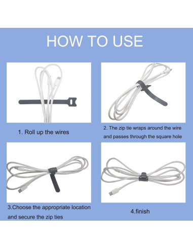 100 Sujetadores de Cable Reutilizables BGCLOUD 15 cm Negro