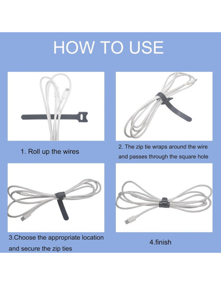 100 Sujetadores de Cable Reutilizables BGCLOUD 15 cm Negro