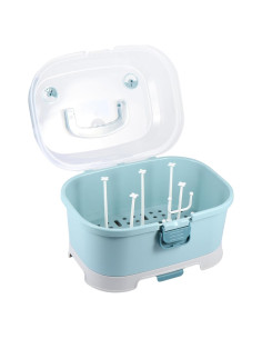 Estante Secar Biberones NUOBESTY Azul con Tapa y Almacenamiento
