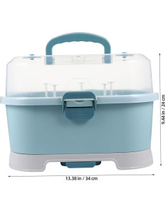 Estante Secar Biberones NUOBESTY Azul con Tapa y Almacenamiento 2