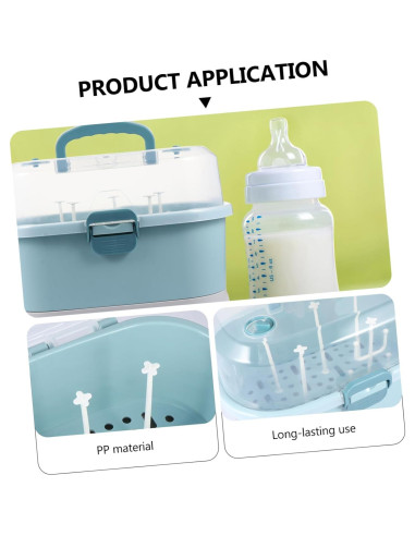 Estante Secar Biberones NUOBESTY Azul con Tapa y Almacenamiento