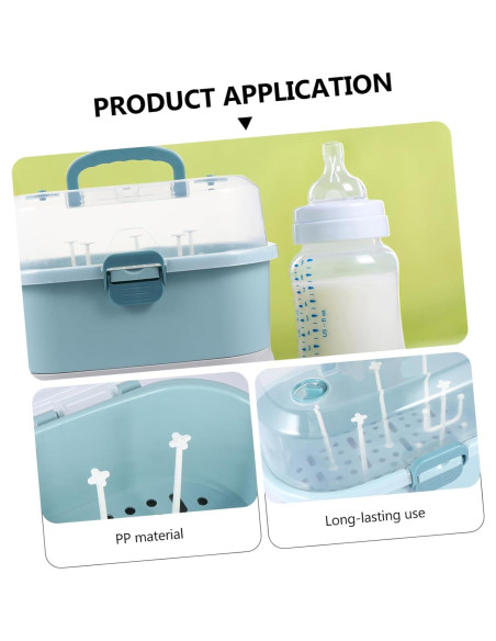 Estante Secar Biberones NUOBESTY Azul con Tapa y Almacenamiento