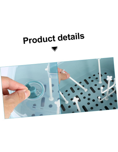 Estante Secar Biberones NUOBESTY Azul con Tapa y Almacenamiento