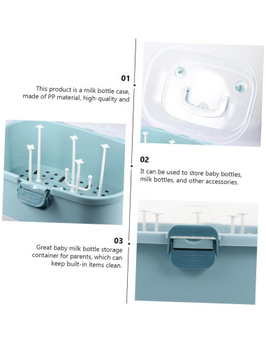 Estante Secar Biberones NUOBESTY Azul con Tapa y Almacenamiento