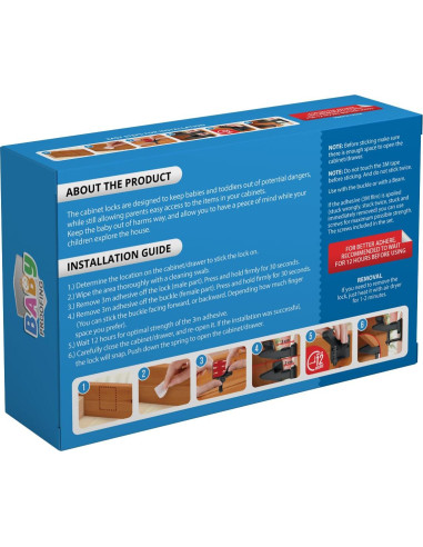 Cerraduras de Seguridad para Gabinetes Bebés DB DAILY BEST - Paquete de 10