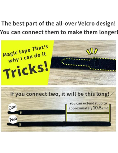 Sujetadores de Cable INOVA 50 Piezas 15.24 cm Negro Reutilizables