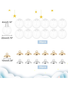 30pcs Mini Adornos de Vidrio PH PandaHall 20mm Transparentes 2