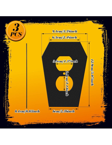 Tapa de Interruptor de Luz Peryiter 3 Piezas Metal Negro Gótico