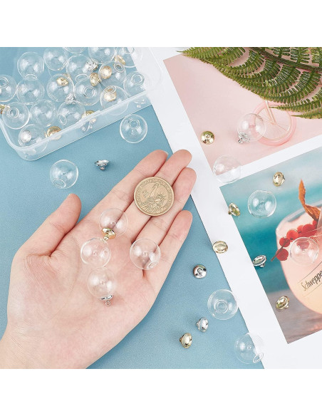 30pcs Mini Adornos de Vidrio PH PandaHall 20mm Transparentes