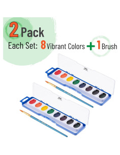 Acuarelas Lavables Mr. Pen, 2 Paquetes de 8 Colores con Pincel 2