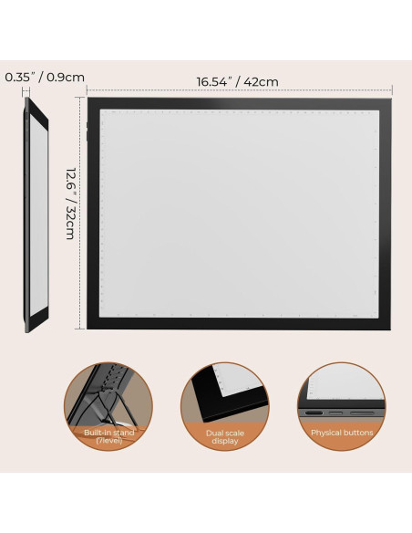 DONPODER A3 Luz Pad con Soporte Incorporado 42x32cm LED