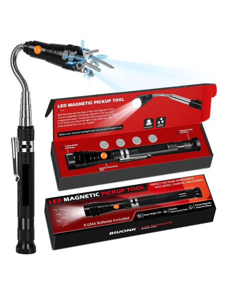 Herramienta de Recogida Magnética LED Biuonk 57 cm con Linterna