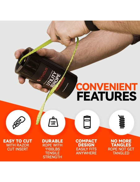 Canasta de Cuerda Zakous 36m Nylon 499kg Resistencia Camping