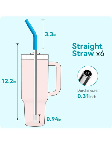 4 Pajitas de Metal Reutilizables Soledea para Vasos 40 oz