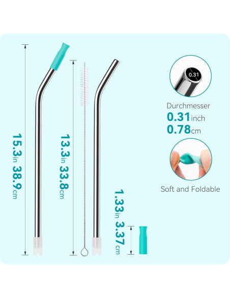 4 Pajitas de Metal Reutilizables Soledea para Vasos 40 oz