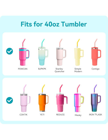 4 Pajitas de Metal Reutilizables Soledea para Vasos 40 oz