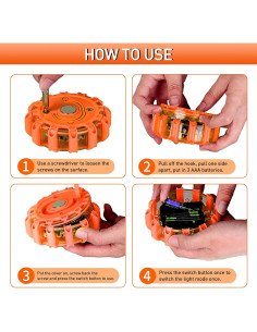 Flares LED de Emergencia Kitgo - 9 Modos, Impermeable, Naranja 2
