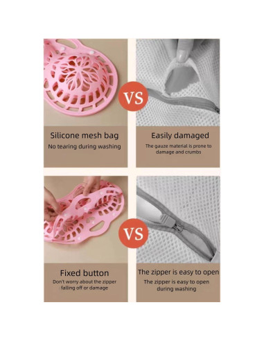 Bolsa de Lavado de Sujetadores de Silicona Genérico 2Pcs Rosa