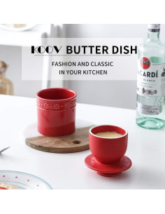 Crock de Cerámica KOOV para Mantequilla - Rojo, 125g 2