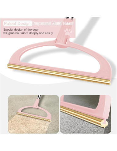 Rastrillo para Alfombra TOSMAL T10, Mango Largo 142 cm Rosa